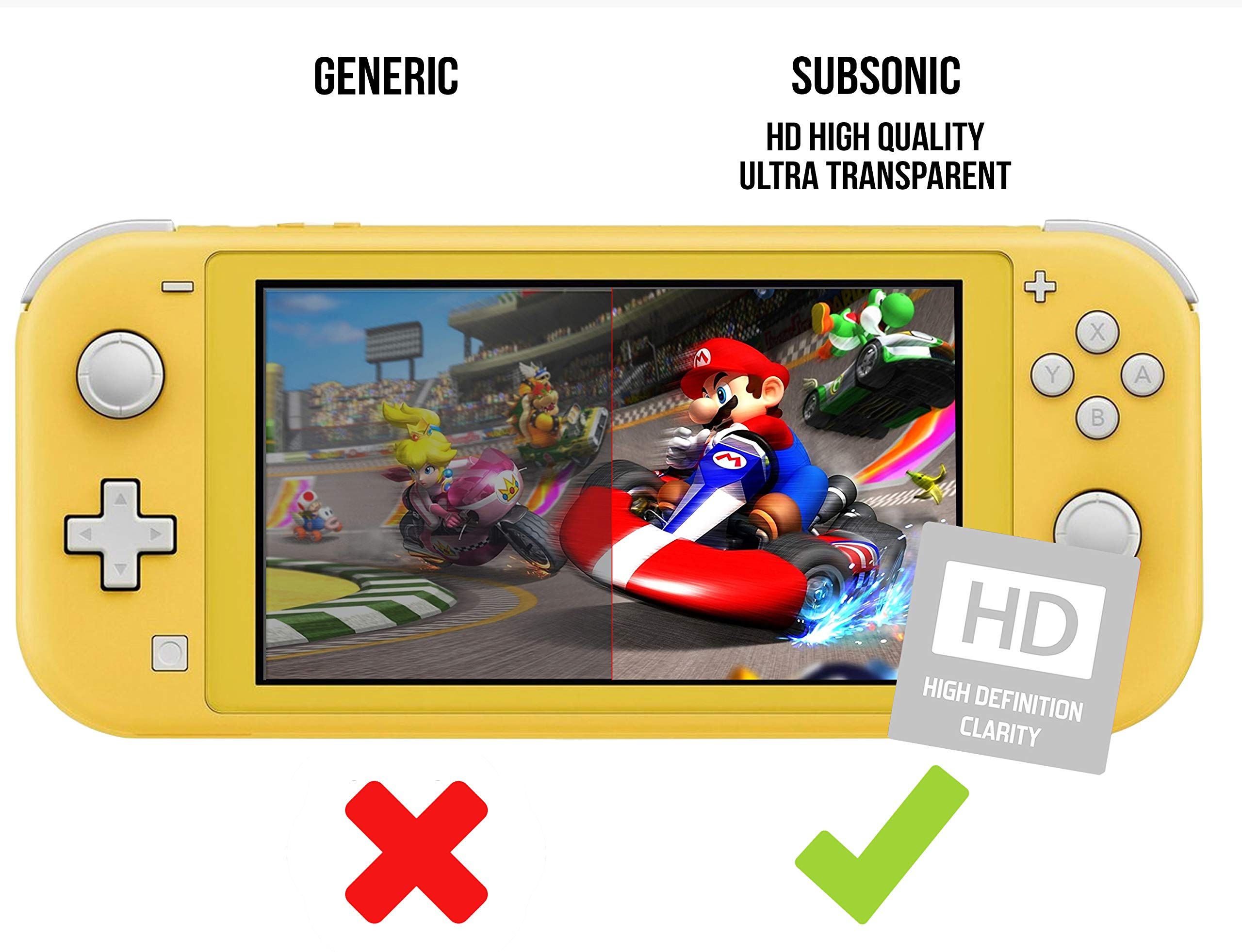 Subsonic - Kit de 2 films en verre trempé premium ultra résistants avec revêtement oléophobe résistant aux chocs et aux rayures (Nintendo Switch Lite) Subsonic - Kit de 2 films en verre trempé premium ultra résistants avec revêtement oléophobe résistant aux chocs et aux rayures (Nintendo Switch Lite)